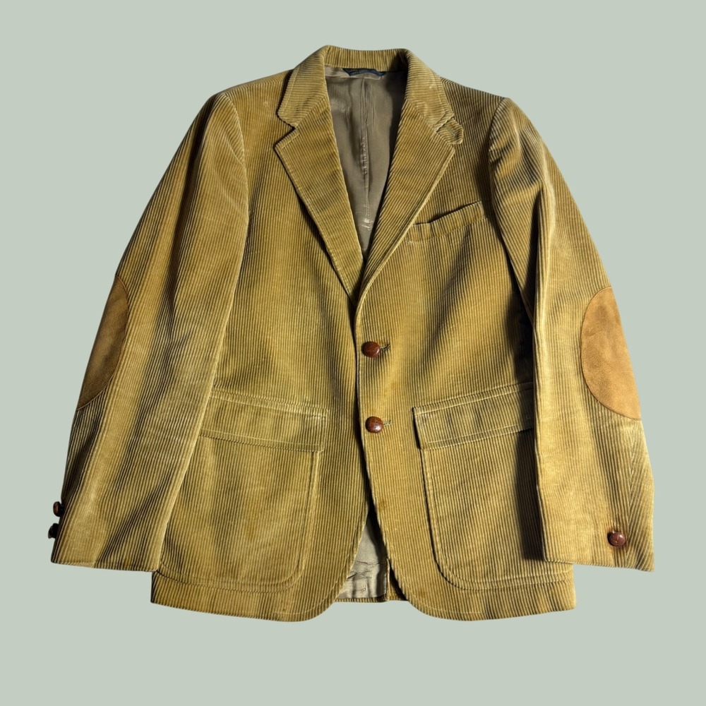 Vintage Gant Boys Tan Corduroy Blazer Suede Elbow Patches Bloomingdales USA Made